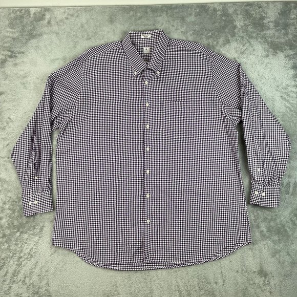 Peter Millar Men's Purple White Checkered Button Down Long Sleeve Shirt SC XXL - Picture 4 of 9